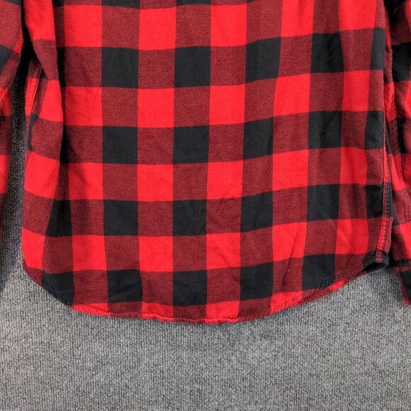 American Eagle Men's Button Up Shirt Red Checkered Large Long Sleeve Cotton - Picture 7 of 12